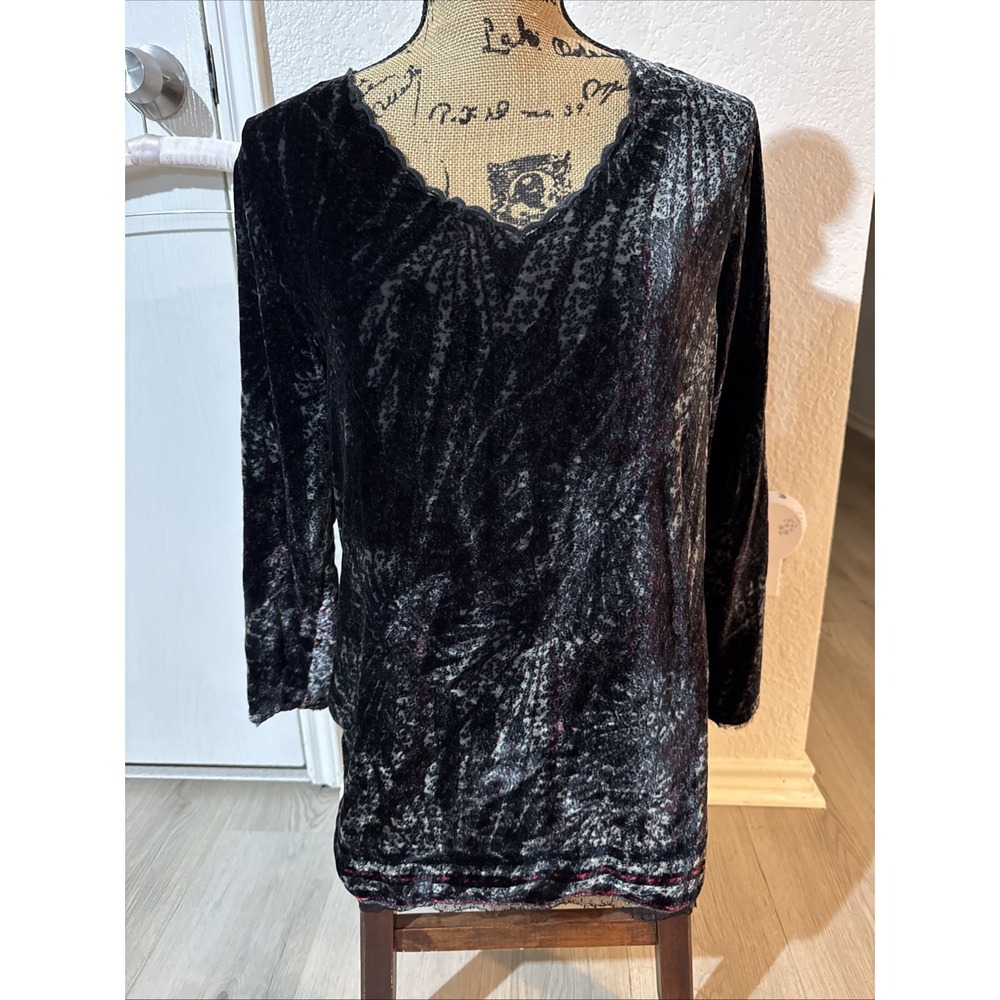 Johnny Was crinkle velvet tunic blouse Size Small EUC